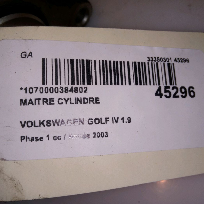 Maitre cylindre occasion VOLKSWAGEN GOLF IV GOLF IV Phase 1 1998-01-01->2005-06-30 1.9 TDI 130ch 1J1614019F 5