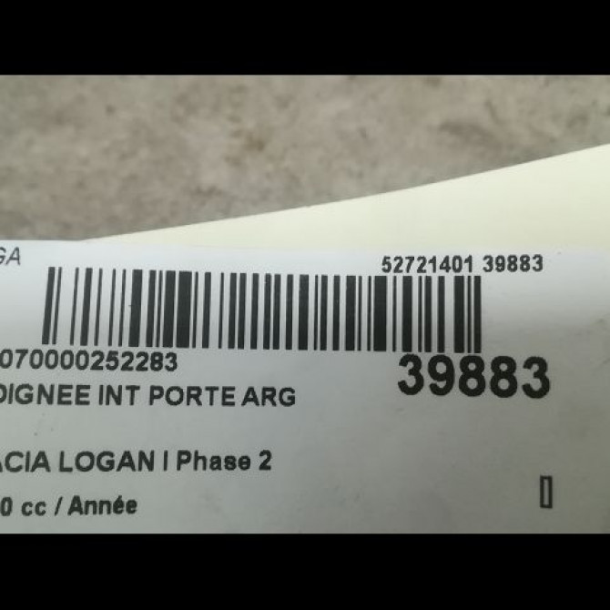 Poignee int porte arg occasion DACIA LOGAN I Phase 2 07-2008->12-2012 1.5 DCI 70ch 7700353282 3