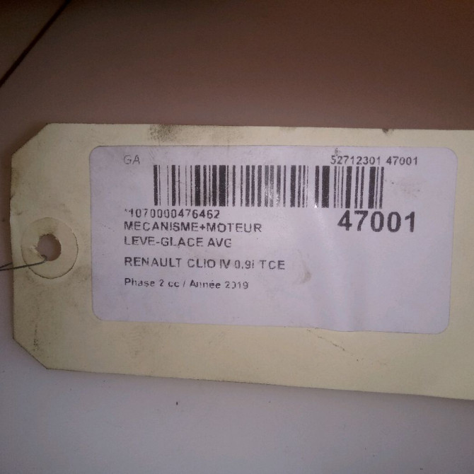 Mecanisme+moteur leve-glace avg occasion RENAULT CLIO IV Phase 2 08-2016->... 0.9i TCE 807018534R 5