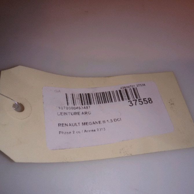 Ceinture arrière gauche occasion RENAULT MEGANE III Phase 2 01-2012->06-2014 1.5 DCI 110ch 888417478R 4