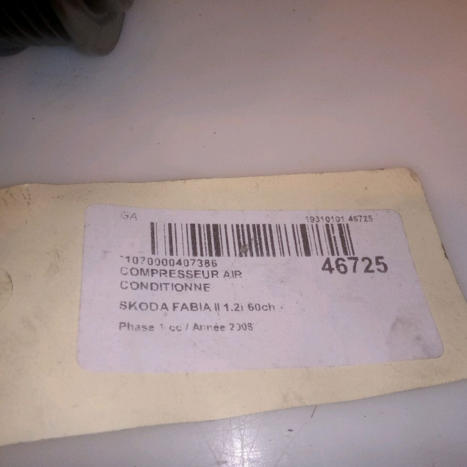 Compresseur air conditionne occasion SKODA FABIA II Phase 1 05-2007->03-2010 1.2i 60ch 6R0820803F 7