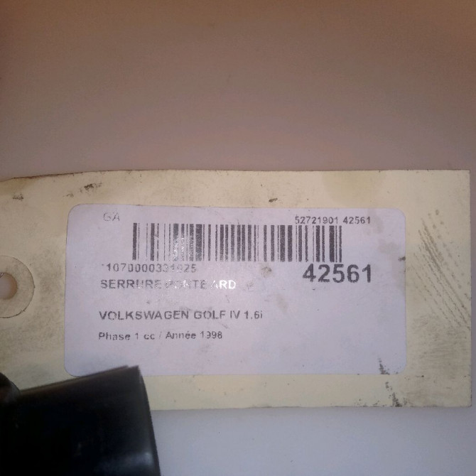 Serrure porte ard occasion VOLKSWAGEN GOLF IV GOLF IV Phase 1 1998-01-01->2005-06-30 1.6i 5