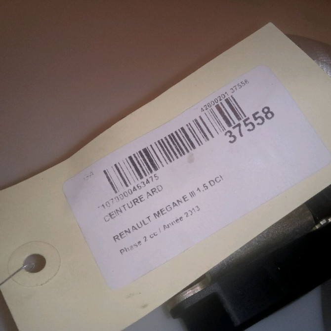 Ceinture arrière droite occasion RENAULT MEGANE III Phase 2 01-2012->06-2014 1.5 DCI 110ch 888405316R 4