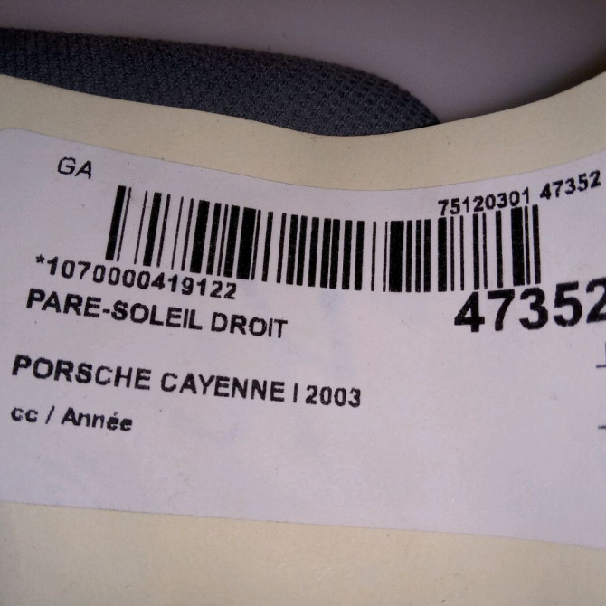 Pare-soleil droit occasion PORSCHE CAYENNE I 5