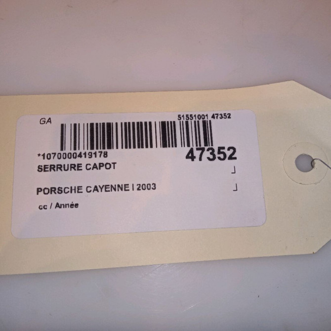 Serrure capot occasion PORSCHE CAYENNE I 5