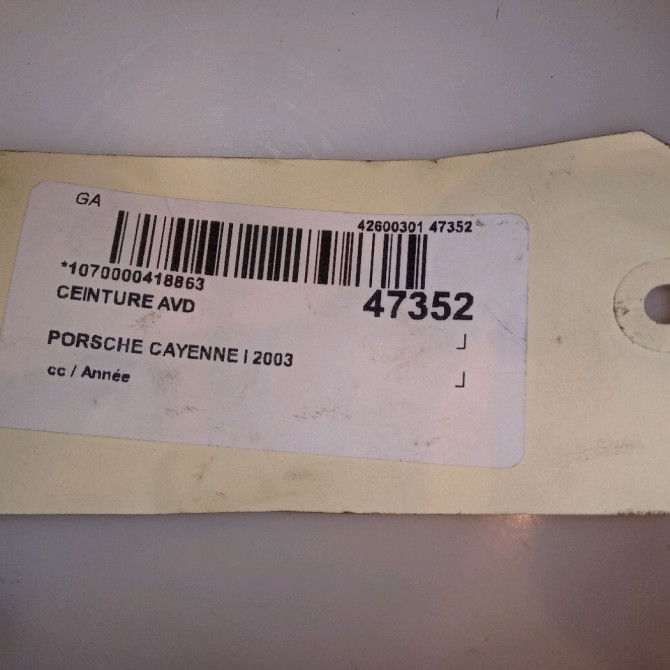 Ceinture avant droite occasion PORSCHE CAYENNE I 5