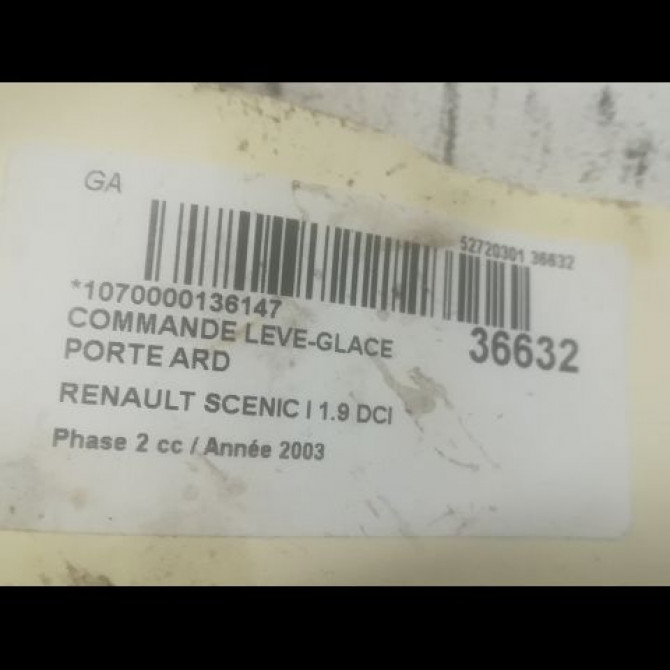 Commande leve-glace porte arrière droite occasion RENAULT SCENIC I Phase 2 08-1999->06-2003 1.9 DCI 100ch 7702295360 3