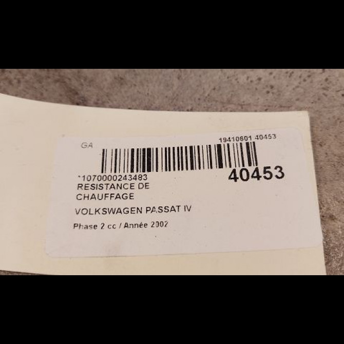 Resistance de chauffage occasion VOLKSWAGEN PASSAT IV Phase 2 10-2000->03-2005 1.9 TDI 100ch 8D1907521 3