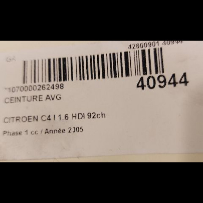 Ceinture avant gauche occasion CITROEN C4 I Phase 1 11-2004->07-2008 1.6 HDI 92ch 8974KV 5
