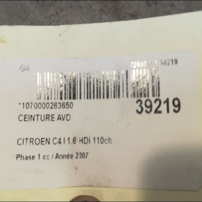 Ceinture avant droite occasion CITROEN C4 I Phase 1 11-2004->07-2008 1.6 HDi 110ch 8974KT 5