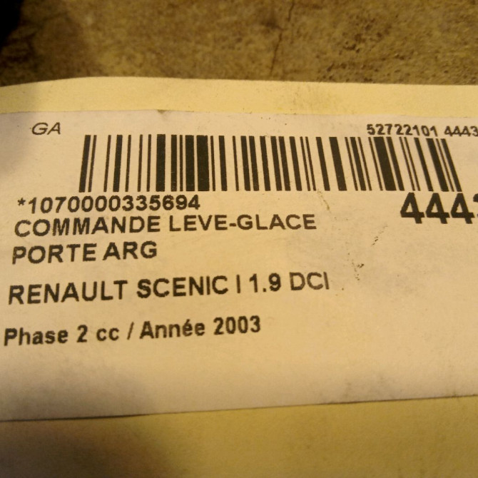 Commande leve-glace porte arrière gauche occasion RENAULT SCENIC I Phase 2 08-1999->06-2003 1.9 DCI 100ch 7702295359 3