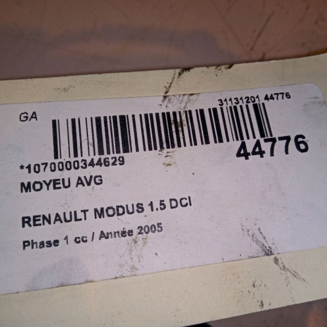 Moyeu avg occasion RENAULT MODUS Phase 1 09-2004->12-2007 1.5 DCI 65ch 402022048R 4