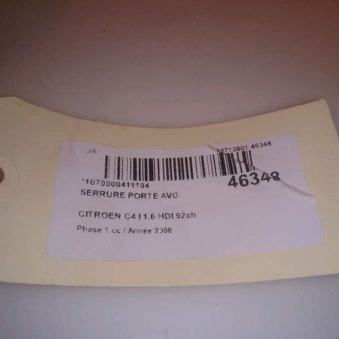 Serrure porte avg occasion CITROEN C4 I Phase 1 11-2004->07-2008 1.6 HDI 92ch 9135FE 5