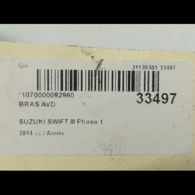 Bras avd occasion SUZUKI SWIFT IV Phase 1 09-2010->... 1.2 VVT 94ch 4520168L10 2