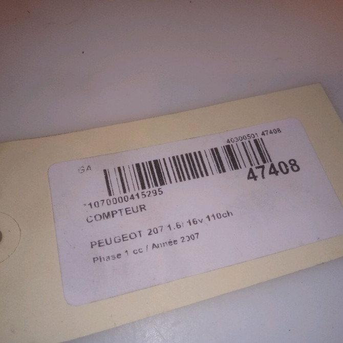Compteur occasion PEUGEOT 207 Phase 1 04-2006->06-2013 1.6i 16v 110ch 6103CV 6