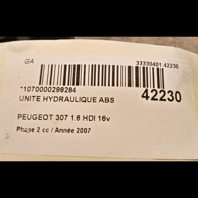 Unité hydraulique ABS occasion PEUGEOT 307 Phase 2 06-2005->03-2008 1.6 HDI 16v 110ch 4541Q1 3