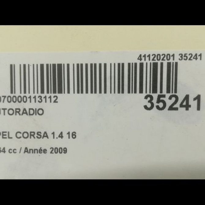 Autoradio occasion OPEL CORSA IV Phase 1 09-2006->12-2010 1.4 TWINPORT 90ch 13254188 3