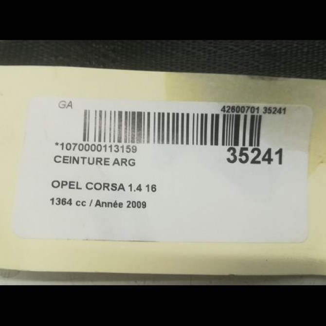 Ceinture arrière gauche occasion OPEL CORSA IV Phase 1 09-2006->12-2010 1.4 TWINPORT 90ch 13290256 4