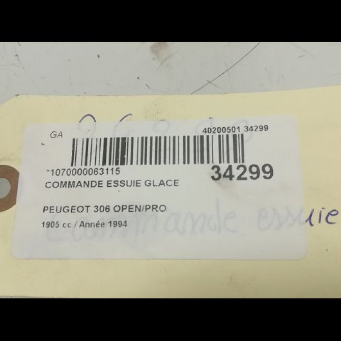 Commande essuie glace occasion PEUGEOT 306 Phase 1 09-1994->03-1997 623983 6