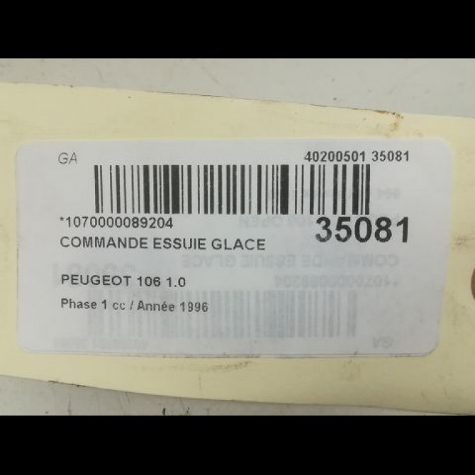 Commande essuie glace occasion PEUGEOT 106 Phase 1 09-1991->04-1996 1.0 623983 3