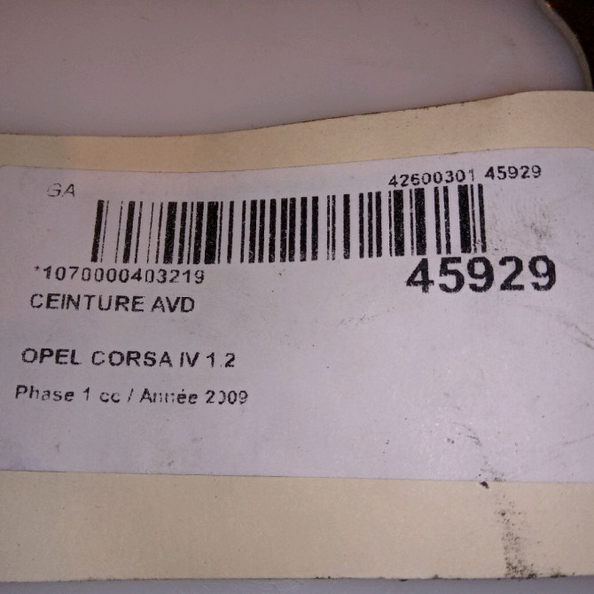 Ceinture avant droite occasion OPEL CORSA IV Phase 1 09-2006->12-2010 1.2 TWINPORT 80ch 13290245 4