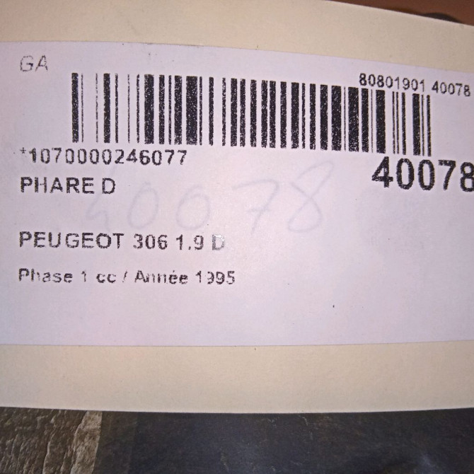 Phare droit occasion PEUGEOT 306 Phase 1 09-1994->03-1997 1.9 D 6205K7 4