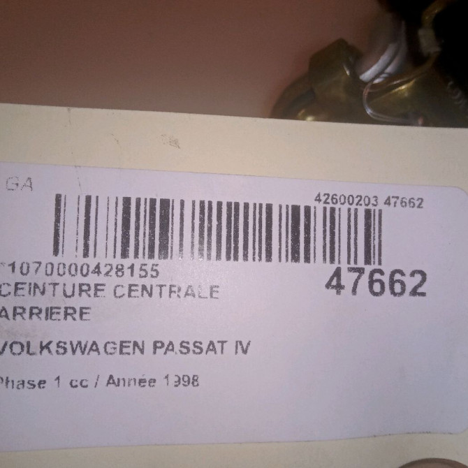 Ceinture centrale arriere occasion VOLKSWAGEN PASSAT IV Phase 1 10-1996->10-2000 1.9 TDI 90ch 3B5857806DHCP 4