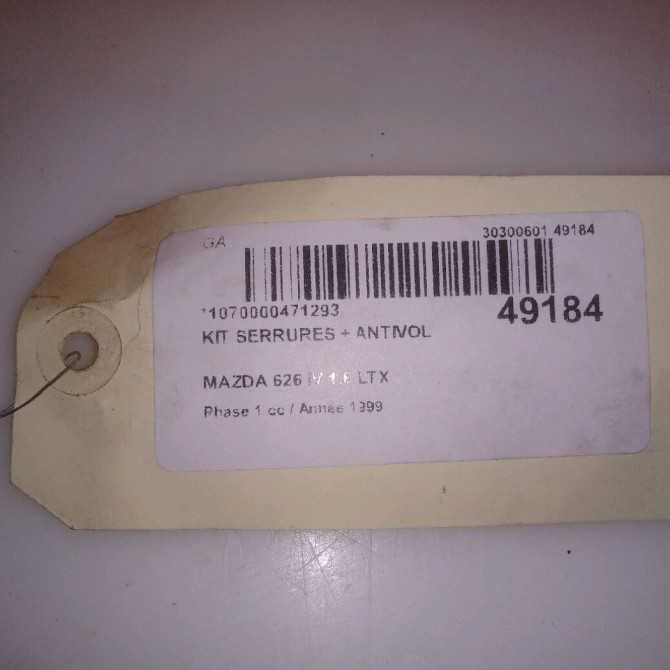 Kit serrures + antivol occasion MAZDA 626 IV Phase 1 07-1997->12-1999 1.8 LTX 5