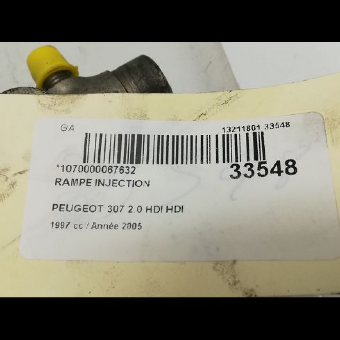Rampe injection occasion PEUGEOT 307 Phase 1 04-2001->06-2005 1.4 HDI 8v 70ch 157095 5