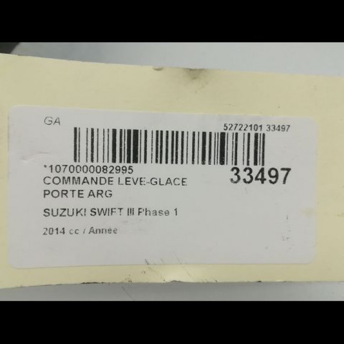 Commande leve-glace porte arrière gauche occasion SUZUKI SWIFT IV Phase 1 09-2010->... 1.2 VVT 94ch 3799568L00 4