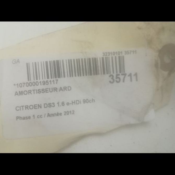 Amortisseur arrière droit occasion CITROEN DS3 Phase 1 11-2009->03-2014 1.6 e-HDi 90ch 5206VY 2