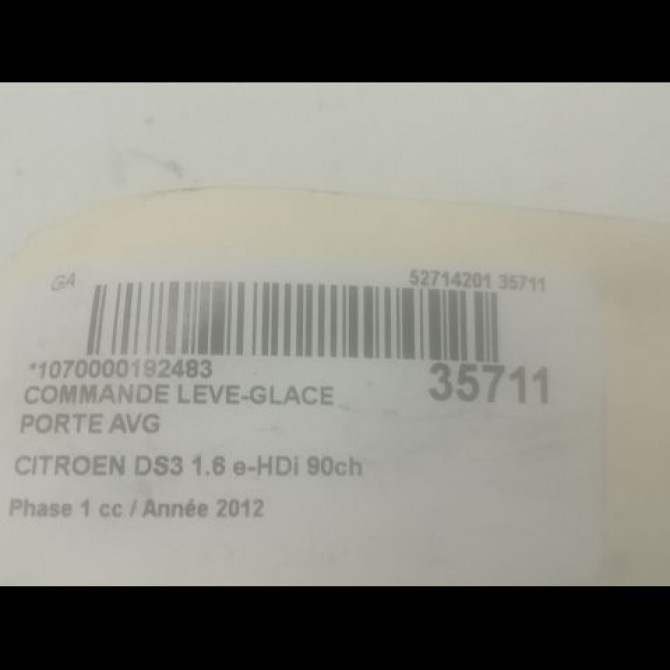 Commande lève-glace porte avant gauche occasion CITROEN DS3 Phase 1 11-2009->03-2014 1.6 e-HDi 90ch 98127152XT 3