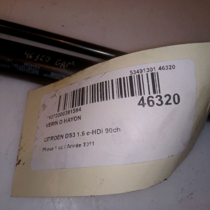 Verin droit hayon occasion CITROEN DS3 Phase 1 11-2009->03-2014 1.6 e-HDi 90ch 8731V4 3