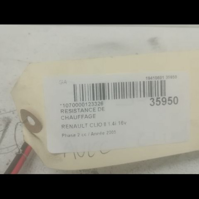 Resistance de chauffage occasion RENAULT CLIO II Phase 2 06-2001->07-2006 1.4i 16v 7701067033 3