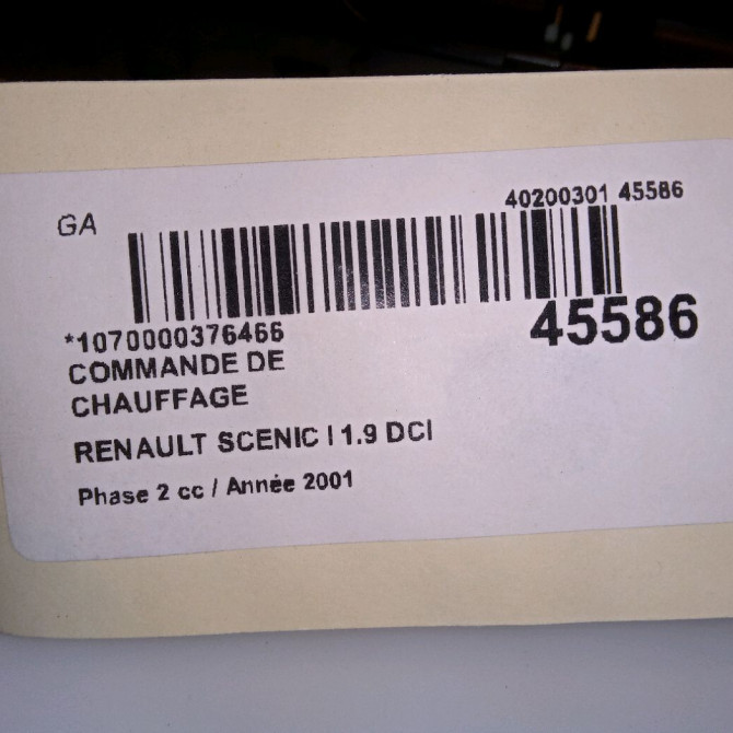 Commande de chauffage occasion RENAULT SCENIC I Phase 2 08-1999->06-2003 1.9 DCI 100ch 7700435401 4