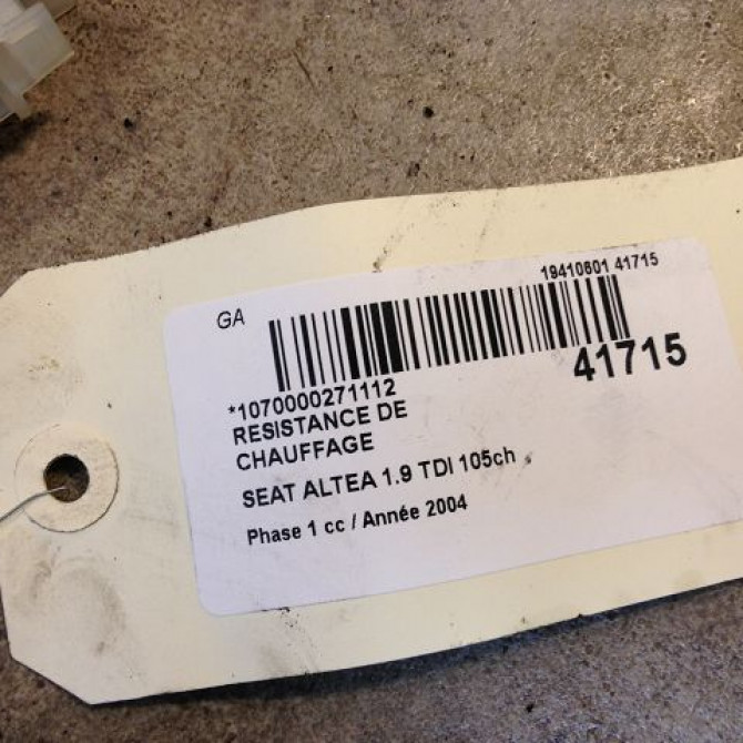 Resistance de chauffage occasion SEAT ALTEA Phase 1 04-2004->05-2009 1.9 TDI 105ch 1K0959263A 2