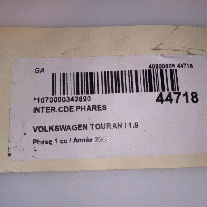 Interrupteur commande de phares occasion VOLKSWAGEN TOURAN I Phase 1 03-2003->12-2006 1.9 TDI 105ch 3C8941431BXSH 4