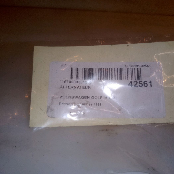 Alternateur occasion VOLKSWAGEN GOLF IV GOLF IV Phase 1 1998-01-01->2005-06-30 1.6i 7