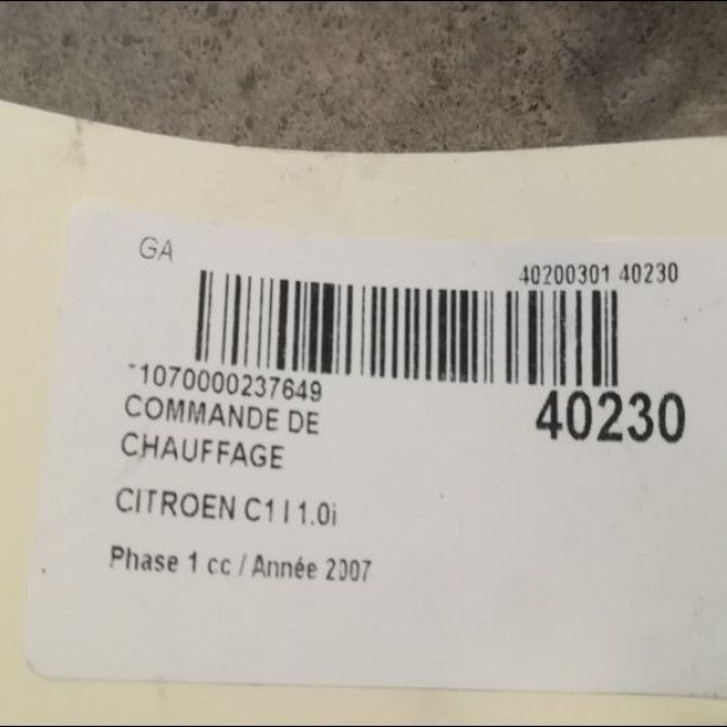 Commande de chauffage occasion CITROEN C1 I Phase 1 06-2005->11-2008 1.0i 3