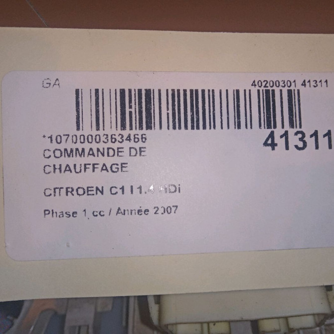 Commande de chauffage occasion CITROEN C1 I Phase 1 06-2005->11-2008 1.4 HDi 4