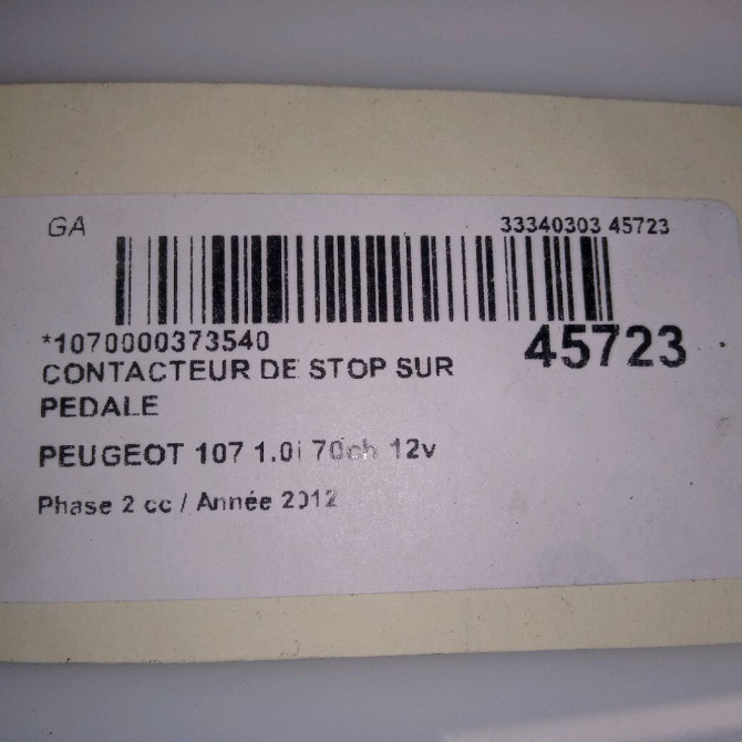 occasion PEUGEOT 107 Phase 2 01-2009->01-2012 1.0i 70ch 12v 453455 3