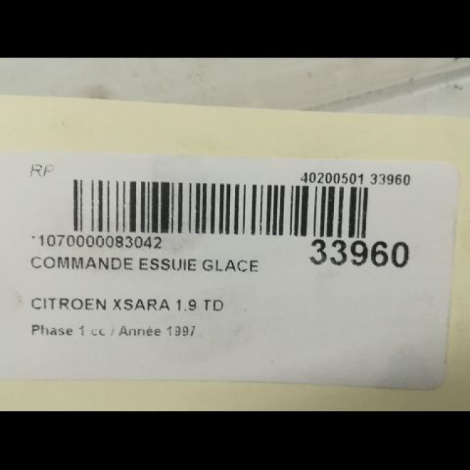 Commande essuie glace occasion CITROEN XSARA Phase 1 02-1998->09-2000 1.9 TD 6239H6 4