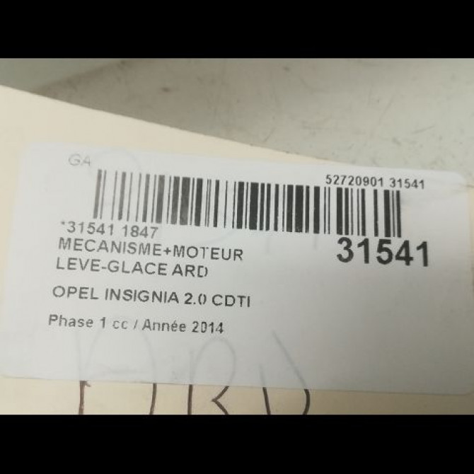 Mecanisme+moteur leve-glace ard occasion OPEL INSIGNIA Phase 1 01-2009->03-2013 2.0 CDTI 130ch 13290264 5