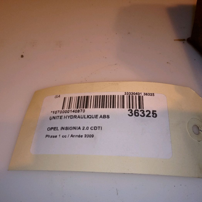 Unité hydraulique ABS occasion OPEL INSIGNIA Phase 1 01-2009->03-2013 2.0 CDTI 160ch 22757652 7