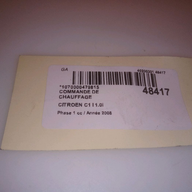 Commande de chauffage occasion CITROEN C1 I Phase 1 06-2005->11-2008 1.0i 4