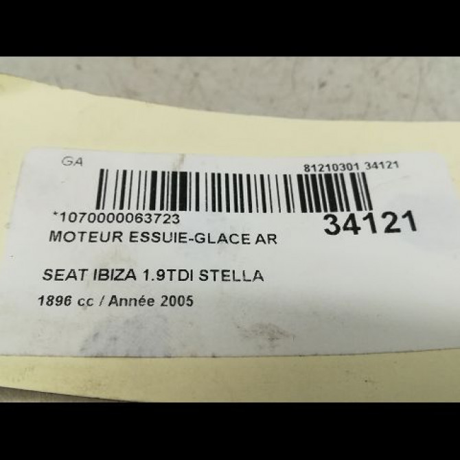 Moteur essuie-glace arrière occasion SEAT IBIZA III Phase 1 03-2002->03-2006 1.9 TDI 100ch 6L6955711B 5