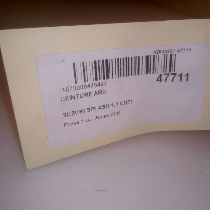 Ceinture arrière droite occasion SUZUKI SPLASH Phase 1 03-2008->12-2012 1.3 CDTI 75ch 4