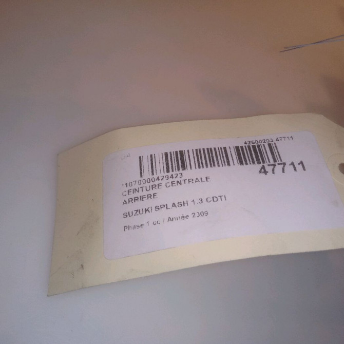 Ceinture centrale arriere occasion SUZUKI SPLASH Phase 1 03-2008->12-2012 1.3 CDTI 75ch 4