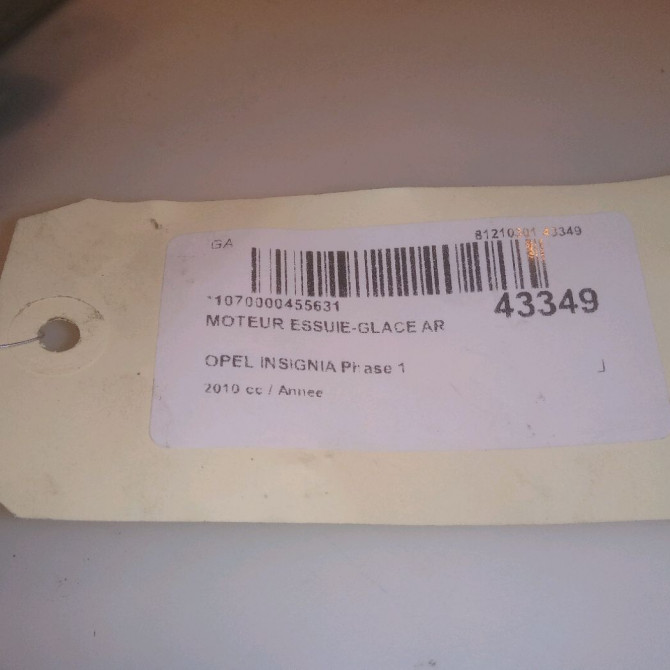 Moteur essuie-glace arrière occasion OPEL INSIGNIA Phase 1 01-2009->03-2013 13269910 4