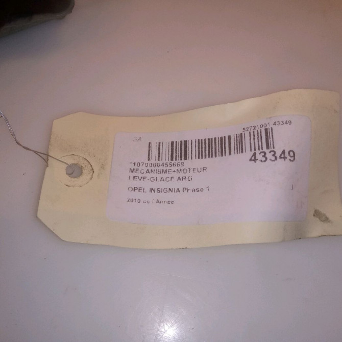 Mecanisme+moteur leve-glace arg occasion OPEL INSIGNIA Phase 1 01-2009->03-2013 5